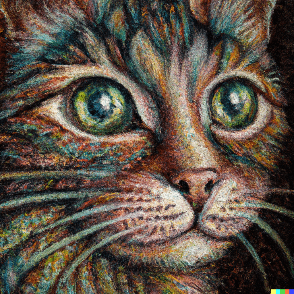 Extremely detailed oil painting of a cat by Von Wright, high definition, with subtle psychedelic details