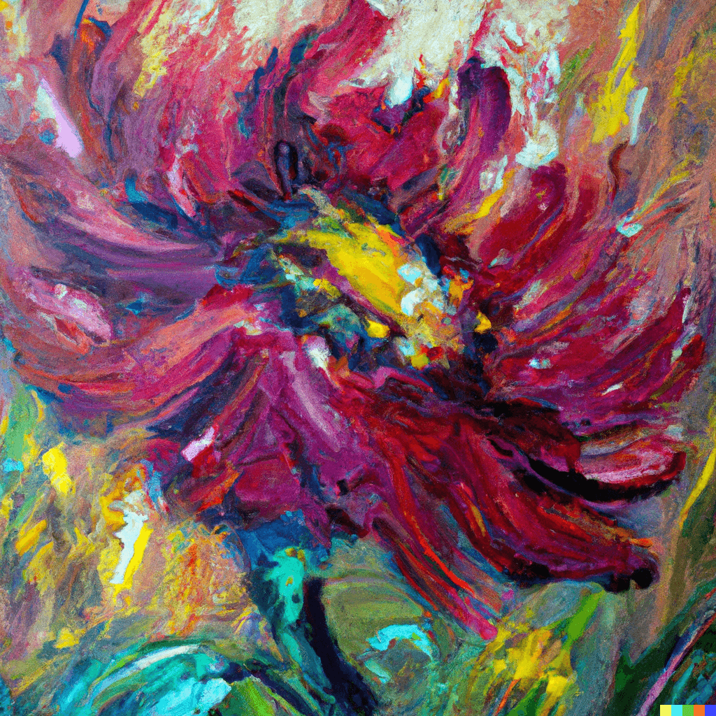 Impressionist oil painting of a beautiful flower, subtly psychedelic, lovely, delightful, harmonious, wonderful, delicate