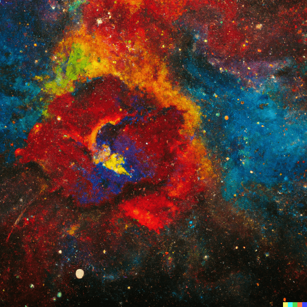A nebula in the shape of a rose, beautiful detailed renassaince oil painting