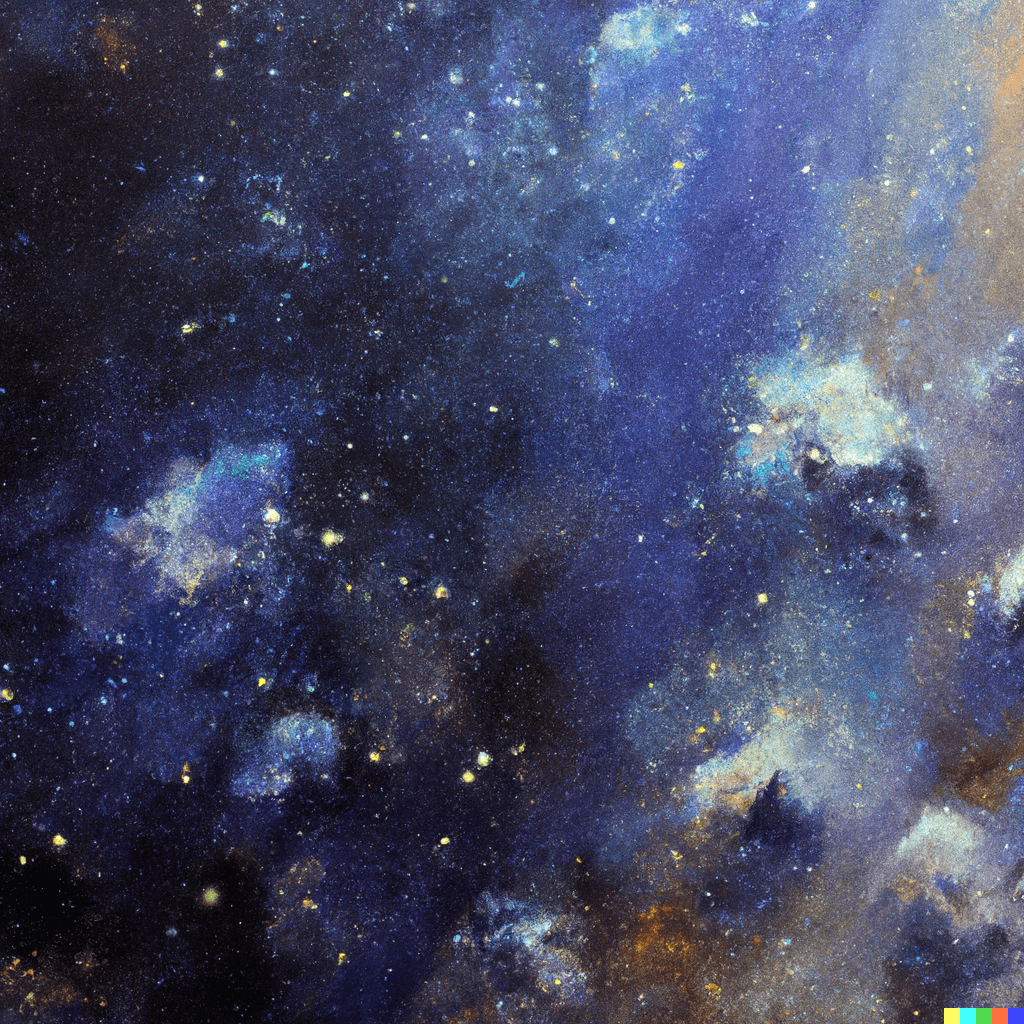 Impressionist oil painting of the cosmos, ambient album cover, beautiful, harmonious color scheme